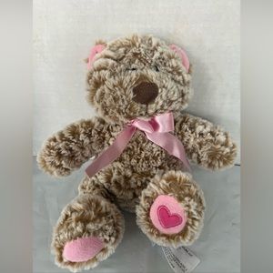 Animal Adventure Bear Plush Brown Pink Bow Stuffed Animal Valentine 8” 2018
